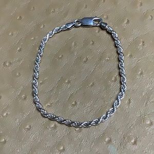 😍925 Italian Silver Rope Bracelet 7.25 Inches😍NWOT